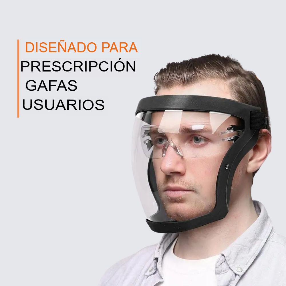 Protector facial antipolvo y resistente a la niebla