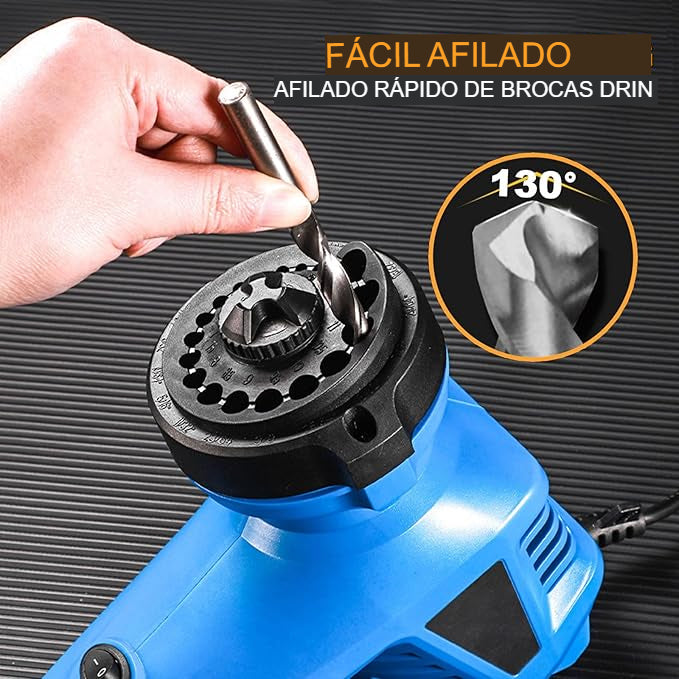 Afilador de brocas para taladro eléctrico para brocas helicoidales